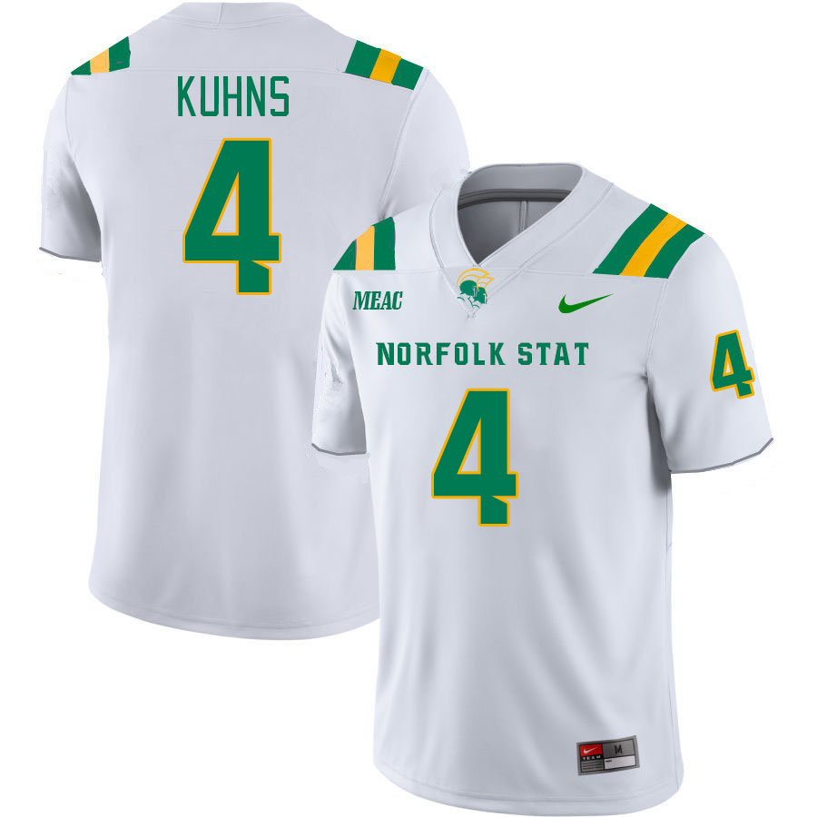 Men-Youth #4 Otto Kuhns Norfolk State Spartans 2023 College Football Jerseys Stitched-White